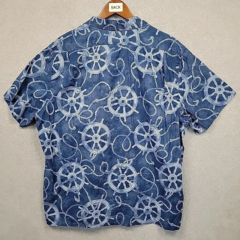 Polo Ralph Lauren Camp Shirt Mens XXL Classic Blue Nautical Ship Wheels Ropes SS
